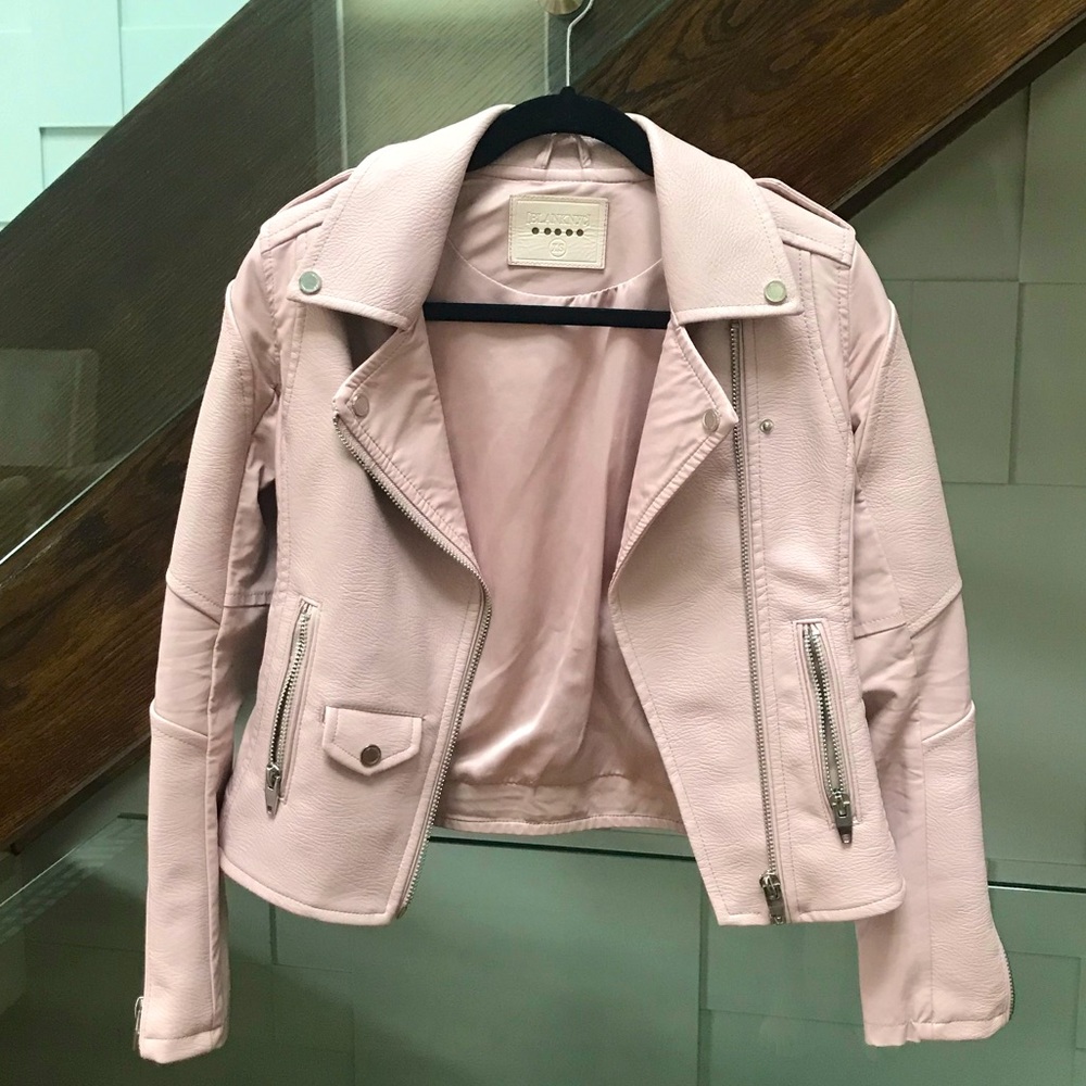 Premium Light Pink Vegan Leather Motorcycle Jacket